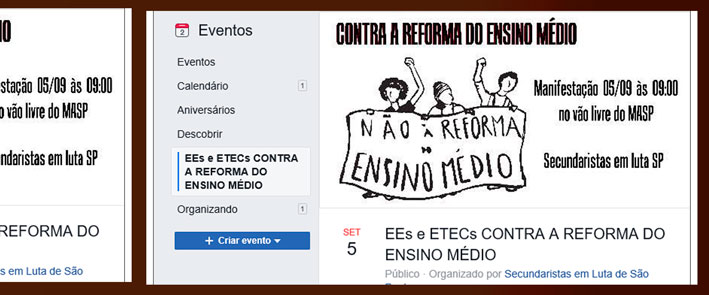 Estudantes organizam ato em 5/9: EEs e ETECs contra a reforma do EM