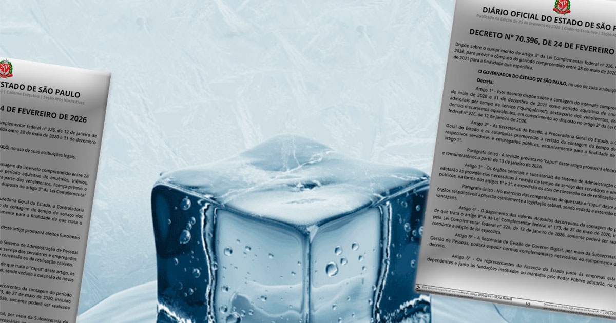 Descongela: Sob pressão dos sindicatos do funcionalismo, Tarcísio edita decreto autorizando contagem do tempo da pandemia Descongela: Sob pressão dos sindicatos do funcionalismo, Tarcísio edita decreto autorizando contagem do tempo da pandemia