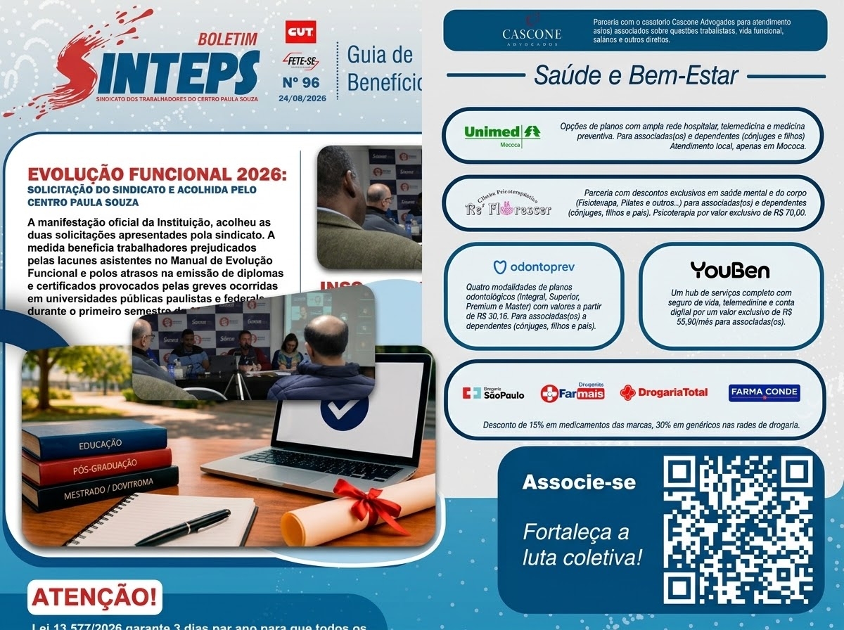 Fique por dentro: confira o Boletim Informativo #96 do SINTEPS Fique por dentro: confira o Boletim Informativo #96 do SINTEPS